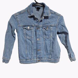 H&M  Jean Jacket Girls Size 7 Light Wash Denim Button Front Long Sleeve Coat